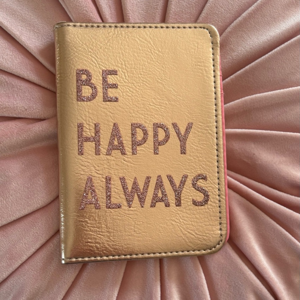 Gold 'Be Happy Always' Passport Holder
